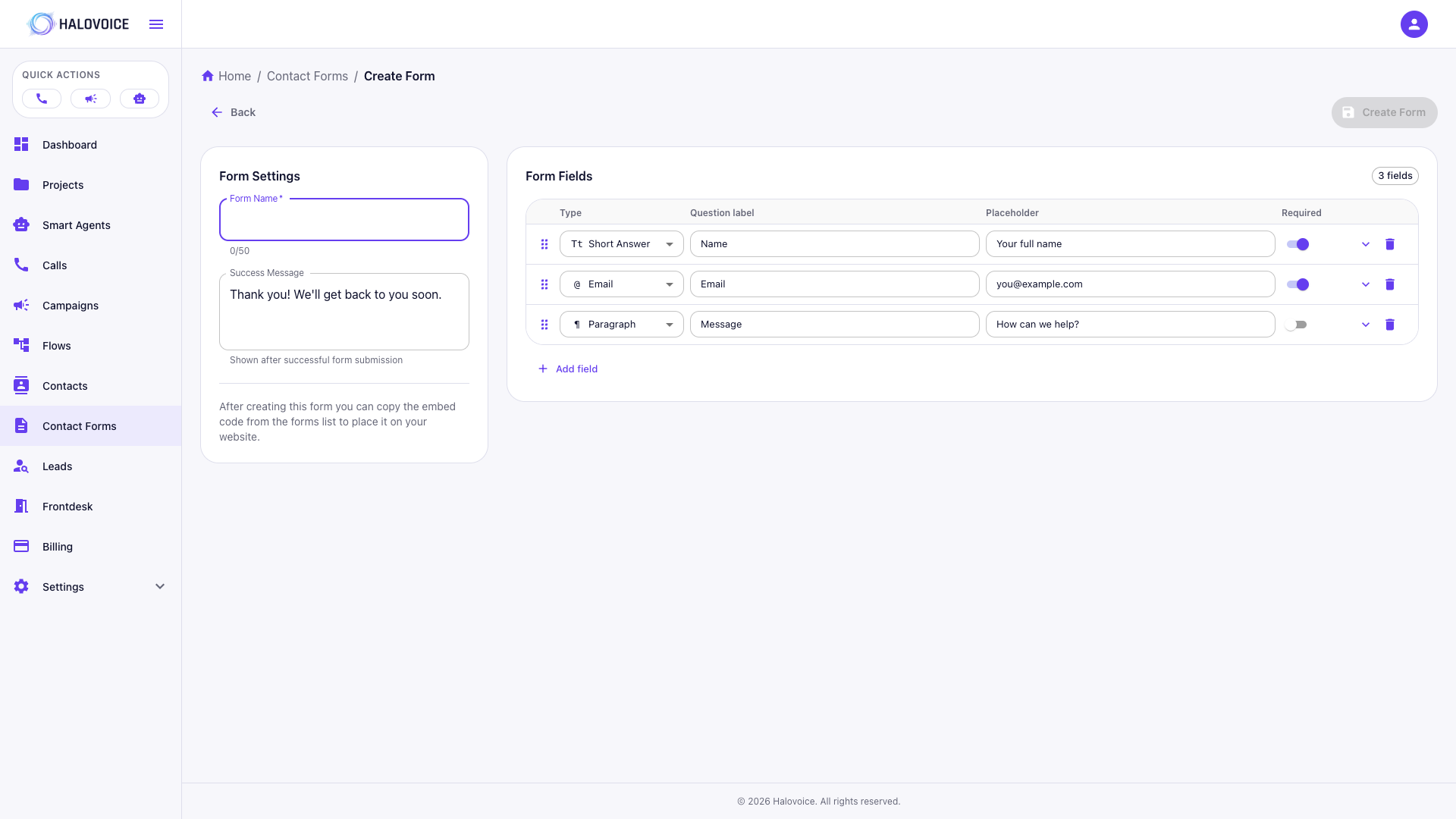 Embeddable Contact Forms